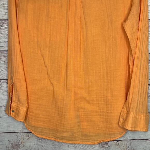 Rails Ellis Orange Papaya Button Down Cotton Gauze Long Sleeve Shirt Size Small - Picture 4 of 12